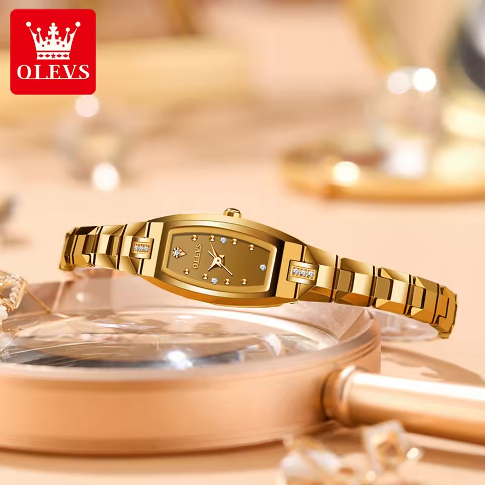 OLEVS 5501 Slim Thin Watch for Woman Luxury Tungsten Steel Vintage Tonneau Design Square Elegant Diamond Quartz Ladies Watch Hot